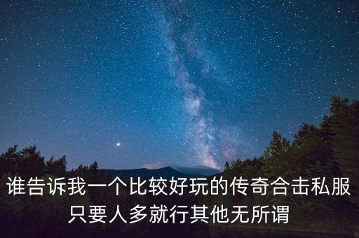 谁告诉我一个比较好玩的传奇合击私服只要人多就行其他无所谓