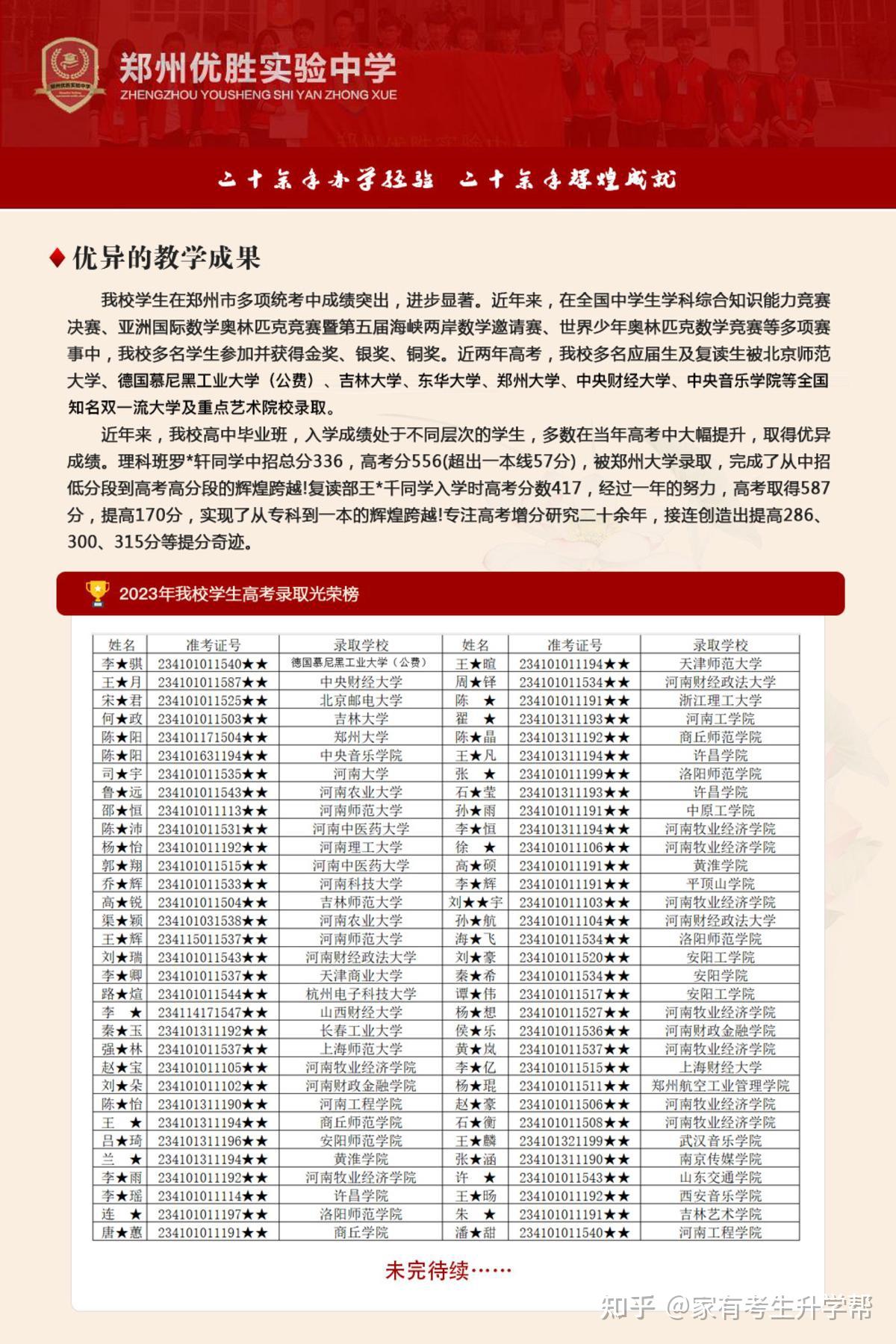 2023年郑州市区普通高中最低录取控制线公布：419分，7月26日可查录取结果