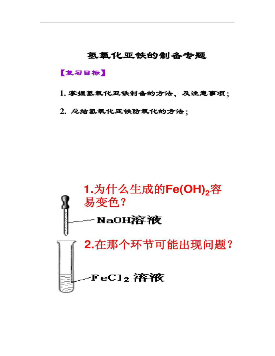 2018年11月高中化学说课：探究氢氧化亚铁的制备