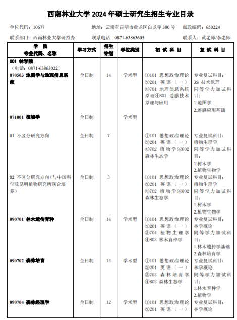 2024年西南林业大学招生章程：报名条件、录取规则及专业介绍