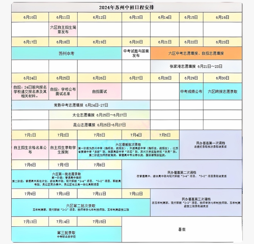 2024年常州中考时间表确定了吗？